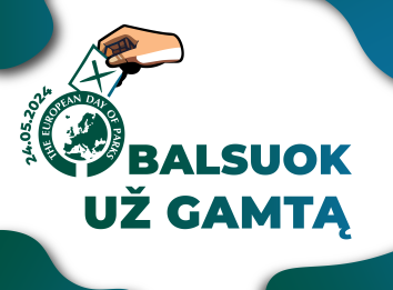 Europos Parkų logotipas su užrašu "Balsuok už gamtą"